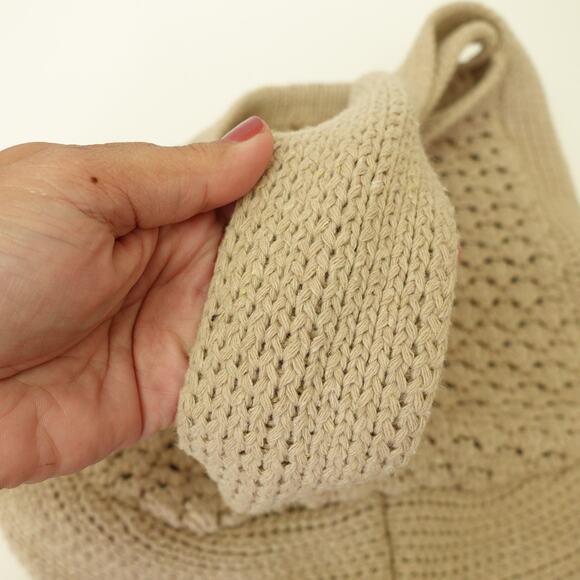 Womens Crochet Woven Handbag Beach Knitted Crochet Hobo Shoulder Tote Bag Tan - Picture 5 of 7